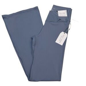 Blue Wide Flare Leg Pants Leggings Cross Over Size M Soft Athleisure Y2K Lounge